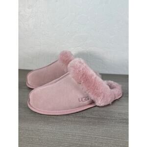 Ugg Scuffette II Women's Suede Fur Trim Slide Slippers Light Dusty Pink 9